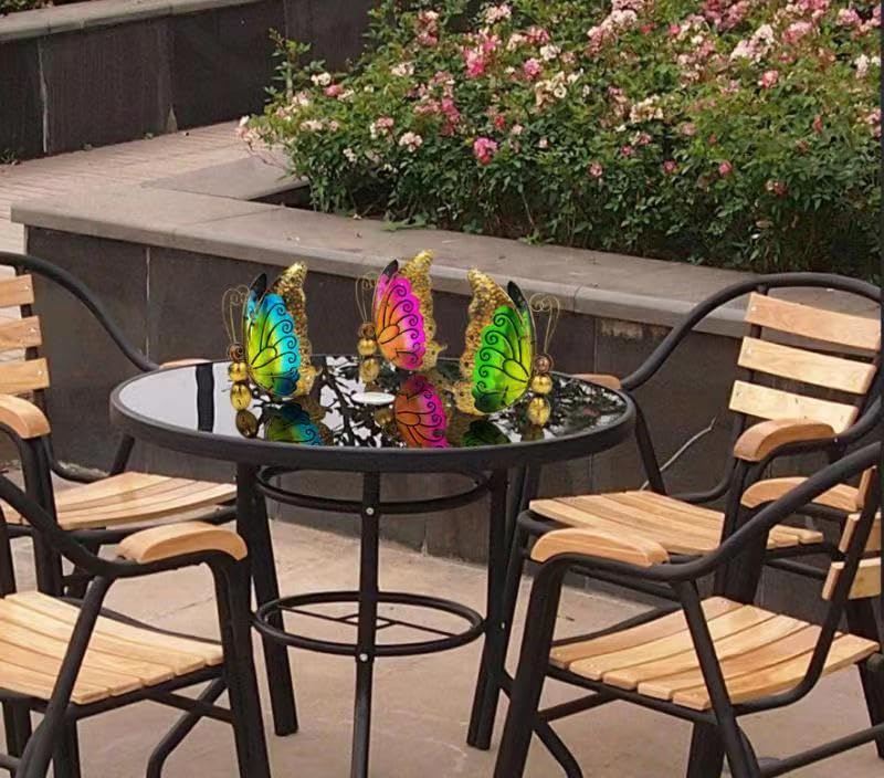 Amazon.co.jp: 夢の行 蝶のソーラー工芸ライト（ガラス+鉄）景観